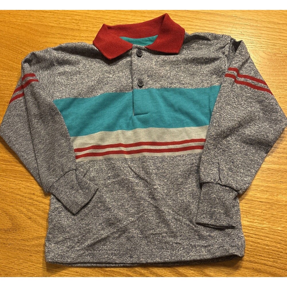 Vintage 80s Striped Long Sleeve Buster Brown Boys size 5 Unworn W/Original Tags